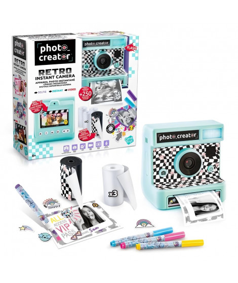 Canal Toys - Appareil Photo Rétro a impression instantanée - 4 rouleaux de papier dont 1 autocollant, feutres et stickers - C…