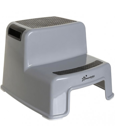 Tabouret marchepied - DREAMBABY - 2 Up - Antidérapant et texturé - Jusqu'a 80 kg pour les petits et les adultes - Gris et Noir