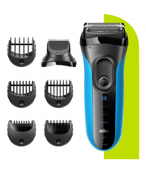 Rasoir électrique barbe homme - BRAUN - Series 3 Shave & Style 3010BT - Technologie Wet & Dry - Noir / Bleu