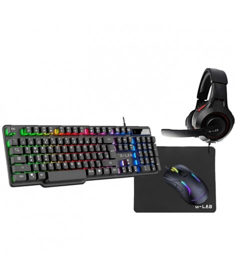 COMBO GAMING 4en1 - THE G-LAB - COMBO-SULFUR/FR - Clavier et Souris rétroéclairé Gaming + Casque Gaming + Tapis de souris