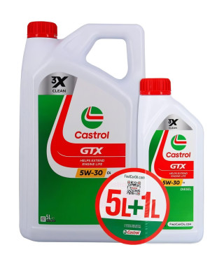 Huile Moteur - CASTROL GTX - 5W-30 C4 - 5L+1L - 057036