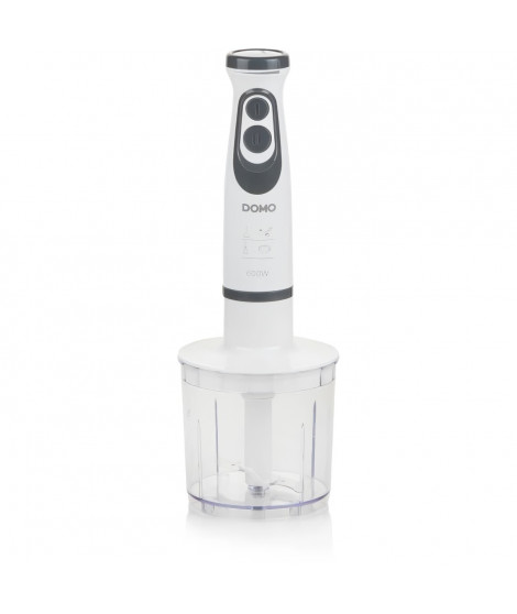 Ensemble Mixeur - DOMO - DO1089M - 600 W - Vitesse variable + Turbo - Mixeur plongeur, fouet, hachoir, verre gradué - Blanc