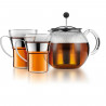 Théiere a piston - BODUM - ASSAM SET - 1.0 l avec couvercle, filtre inox + 2 tasses verre anse inox 0.35 l