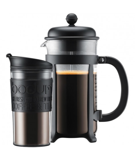 Cafetiere a piston - BODUM - JAVA SET - 8 tasses 1.0 l + mug isotherme plastique 0.35 l