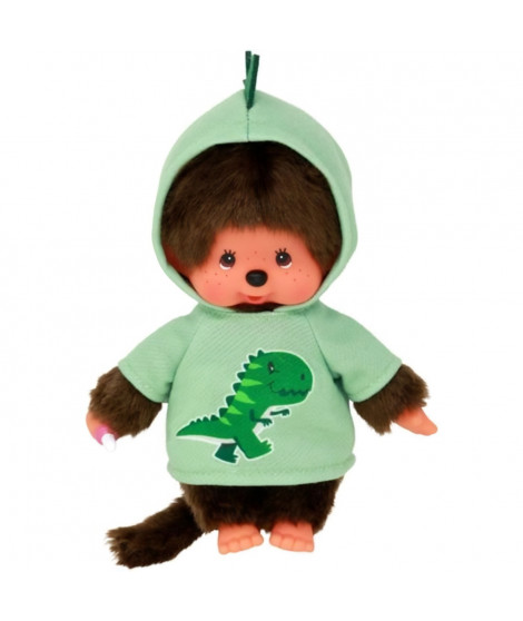 Peluche Monchhichi Dinosaure - BANDAI - 20 cm - Douce peluche