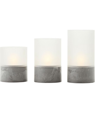 Lot 3 Lampes a poser LED BOUGIE BRILLIANT - 2500K - Plastique et verre - Gris et blanc mat