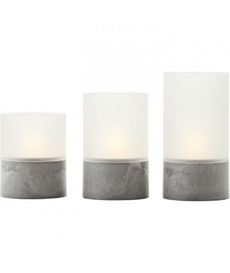 Lot 3 Lampes a poser LED BOUGIE BRILLIANT - 2500K - Plastique et verre - Gris et blanc mat
