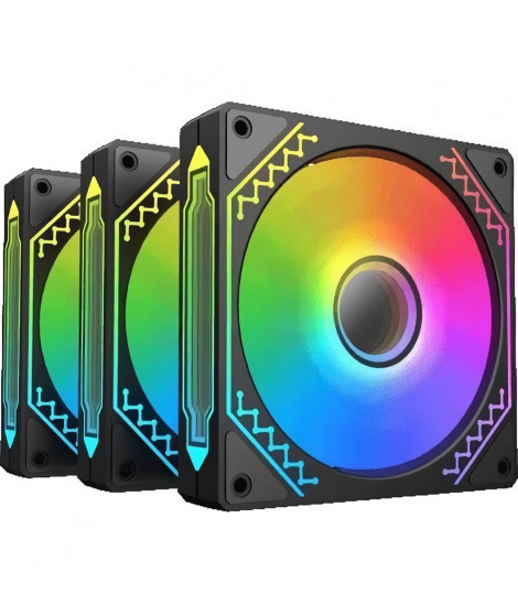 XIGMATEK - Starz Pro (Noir) (Pack de 3) - Ventilateurs 3x120mm A-RGB pour boitier PC