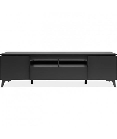 Meuble TV - Bertrix 56A - Ardoise / anthracite - 177x51,5x40 cm - 2 portes - 1 tiroir - 2 niches
