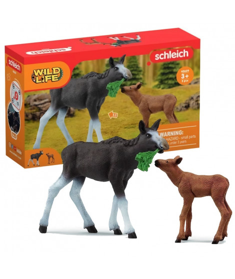Figurines Élan Femelle avec Veau, animaux sauvages, Schleich 42629 Wild Life, Pour enfant des 3 ans