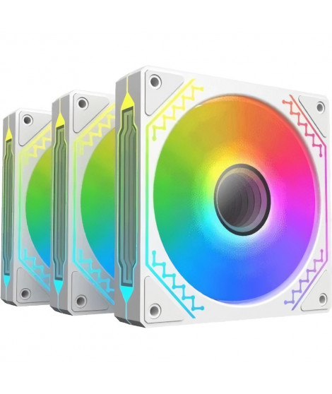 XIGMATEK - Starz Pro Arctic (Blanc) (Pack de 3) - Ventilateurs 3x120mm A-RGB pour boitier PC