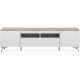 Meuble TV Bertrix 56A - Décor travertin / blanc - Panneaux de particules - 177 x 51,5 x 40 cm