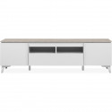 Meuble TV Bertrix 56A - Décor travertin / blanc - Panneaux de particules - 177 x 51,5 x 40 cm
