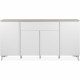 Buffet Bertrix 51A - Décor travertin / blanc - Panneaux de particules - 4 portes et étageres - 1 tiroir central - 177 x 92 x …