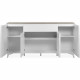 Buffet Bertrix 51A - Décor travertin / blanc - Panneaux de particules - 4 portes et étageres - 1 tiroir central - 177 x 92 x …