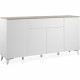 Buffet Bertrix 51A - Décor travertin / blanc - Panneaux de particules - 4 portes et étageres - 1 tiroir central - 177 x 92 x …
