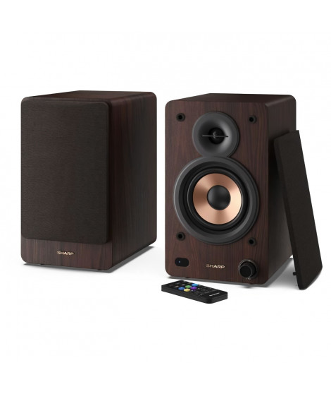 Haut-parleurs Bluetooth - SHARP - CP-SS30(BR) - Bibliotheque Marron - 2x 30W - 2 voies - Sans fil - 60W RMS