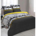 VISION Parure de couette New York - 100% coton - 1 housse de couette 220 x 240 cm + 2 taies d'oreiller 65 x 65 cm - Jaune et …