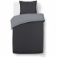 VISION - Bicolore - Housse de couette Réversible 140x200cm avec 1 taie 65x65cm - Anthracite/gris - 100% coton