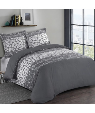VISION Parure de couette Arthur - 100% coton - 1 housse de couette 140 x 200 cm + 1 taie d'oreiller 65 x 65 cm - Gris anthracite