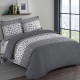 VISION Parure de couette Arthur - 100% coton - 1 housse de couette 240 x 260 cm + 2 taies d'oreiller 65 x 65 cm - Gris anthra…