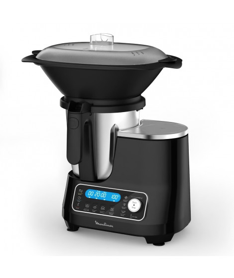 MOULINEX Clickchef Robot cuiseur multifonction compact, Panier vapeur, 5 programmes, 32 fonctions Balance intégrée Noir HF456810