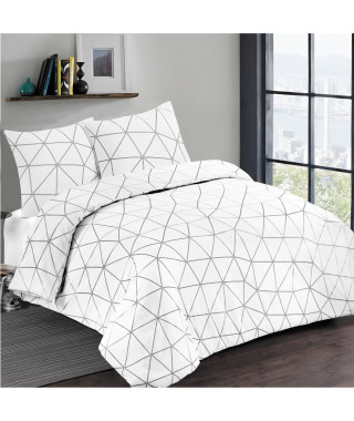 VISION Parure de couette Hugo - 100% coton - 1 housse de couette 140 x 200 cm + 1 taie d'oreiller 65 x 65 cm - Blanc