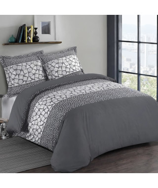 VISION Parure de couette Arthur - 100% coton - 1 housse de couette 200 x 200 cm + 2 taies d'oreiller 65 x 65 cm - Gris anthra…