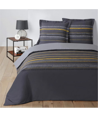 VISION Parure de couette Gaspard 100% Coton - 220 x 240 cm - Gris anthracite