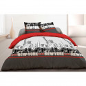 VISION Parure de couette New York - 100% coton - 1 housse de couette 220 x 240 cm + 2 taies d'oreiller 65 x 65 cm - Rouge et …