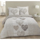 VISION Parure de couette Alice - 100% coton - 1 housse de couette 200 x 200 cm + 2 taies d'oreiller 65 x 65 cm - Beige
