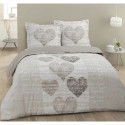 VISION Parure de couette Alice - 100% coton - 1 housse de couette 200 x 200 cm + 2 taies d'oreiller 65 x 65 cm - Beige