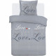 Parure Housse de couette - VISION - Love - 140 x 200 cm - 1 taie assortie 65 x 65 cm - Gris -  100% coton