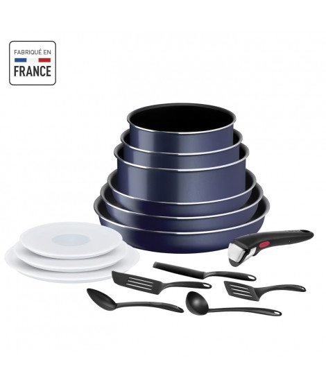 TEFAL INGENIO Easy Cook & Clean Lot 15 pieces, Poele, Casserole, Non induction, Revetement antiadhésif, Fabriqué en France L1…