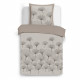 Parure Housse de couette - VISION - Ginko - Parure réversible - 140 x 200 cm - 1 taie assortie 65 x 65 cm - Beige - 100% coton