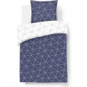 Parure Housse de couette - VISION - Hugo - Parure réversible - 140 x 200 cm - 1 taie assortie 65 x 65 cm - Bleu / Blanc - 100…