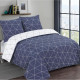 Parure Housse de couette - VISION - Hugo - Parure réversible - 140 x 200 cm - 1 taie assortie 65 x 65 cm - Bleu / Blanc - 100…