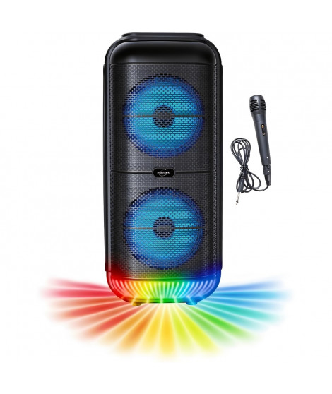 Enceinte Karaoké lumineuse - INOVALLEY - KA22-BTH - Bluetooth V5.0 - 49 cm - 500 W - Noir