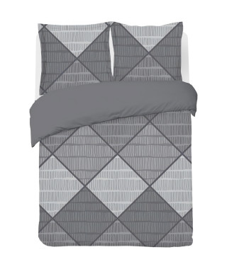 Parure Housse de couette - VISION - Harold  - 260 x 240 cm - 2 taies assorties 65 x 65 cm - Ggris - 100% coton