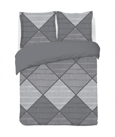 Parure Housse de couette - VISION - Harold  - 260 x 240 cm - 2 taies assorties 65 x 65 cm - Ggris - 100% coton