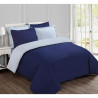 VISION - Parure housse de couette - Réversible Uni Marine et gris 140x200cm - 100% coton