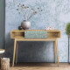 Bureau avec 1 tiroir GARDENIA- Décor chene et vert - Pieds en bois massif - L 120 x P 55 x H 75 cm