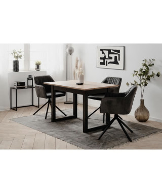 Table extensible Denver 80B - 120-160 x 75 x 80 cm - Décor chene artisan / anthracite - 1 extension de 40 cm inclue - 8 perso…