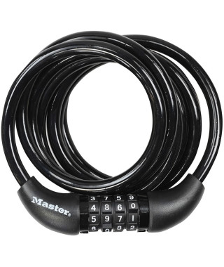 Antivol Vélo - MASTER LOCK - 8221EURDPRO - Câble torsadé 1,8m - Combinaison programmable