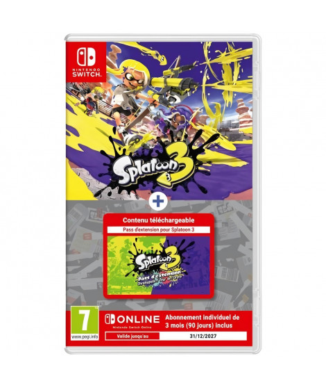 Splatoon 3 + Pass d'Extension (Code) + 3 mois d'abonnement au Nintendo Switch Online (Code)  Jeu Nintendo Switch