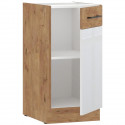 ROCK - Meuble haut - Mélaminé chene Lancelot et Blanc brillant - 40 cm - 1 porte battante
