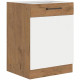 ROCK - Meuble bas - Mélaminé chene Lancelot et Blanc brillant - 60 cm - 1 porte battante