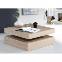 Table basse plateau rotatif - Carré - Chene - 78 x 78 x 36 cm