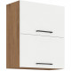 ROCK - Meuble haut - Mélaminé chene Lancelot et Blanc brillant - 60 cm - 2 portes basculantes