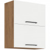 ROCK - Meuble haut - Mélaminé chene Lancelot et Blanc brillant - 60 cm - 2 portes basculantes